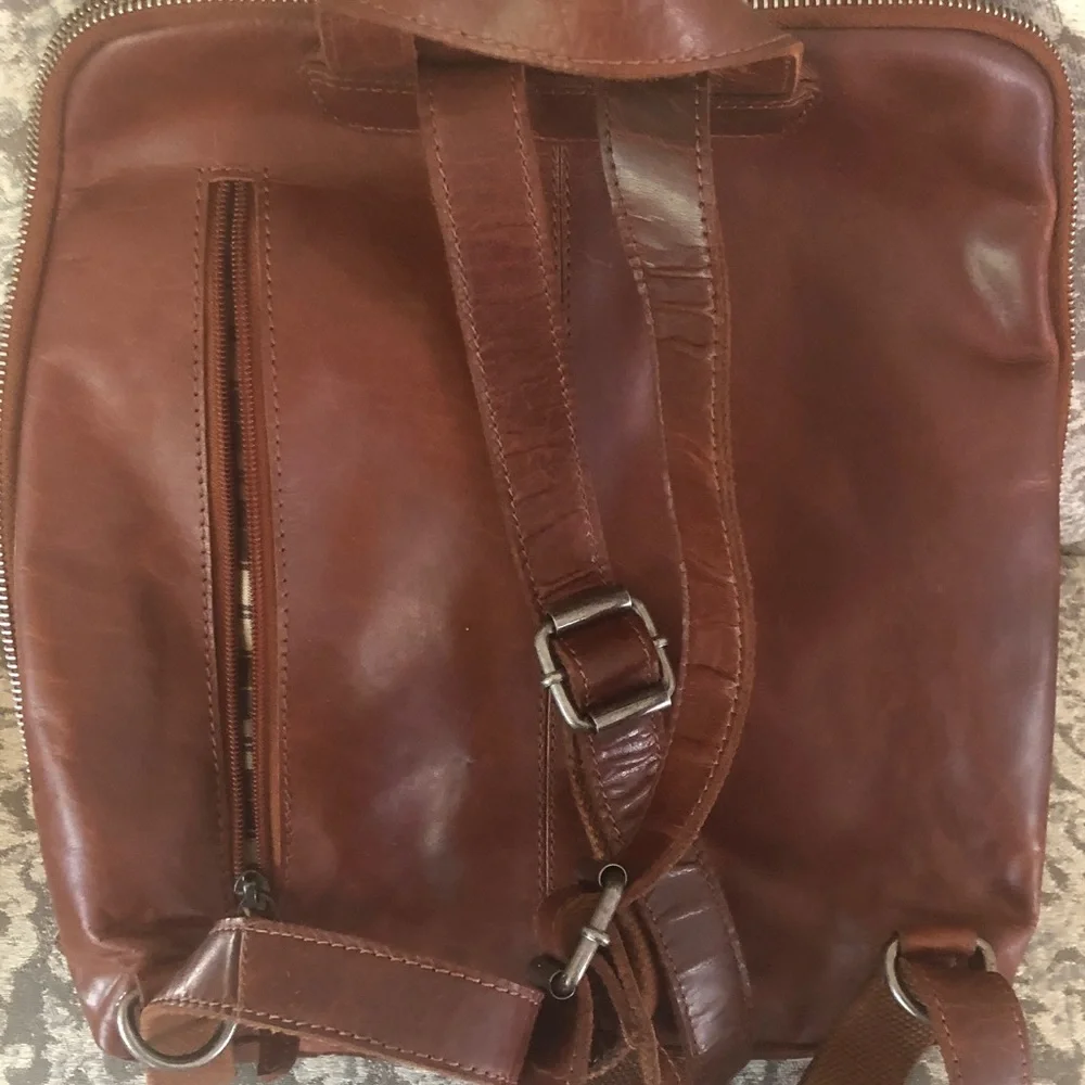 Classic Dark Brown Leather Backpack - Sleek Everyday Carry